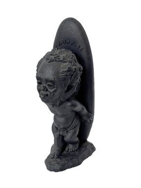 Vtg 1963 CoCo Joe Hawaiian Sad Surfer Menehune Lava Rock Figurine
